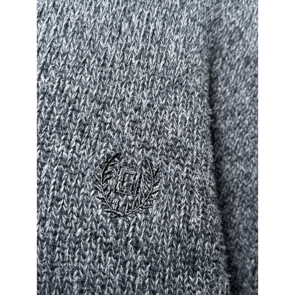 CHAPS Men's Grey Henley Cotton Knit Sweater XL w/Brown Suede Elbow Patches - Picture 4 of 8